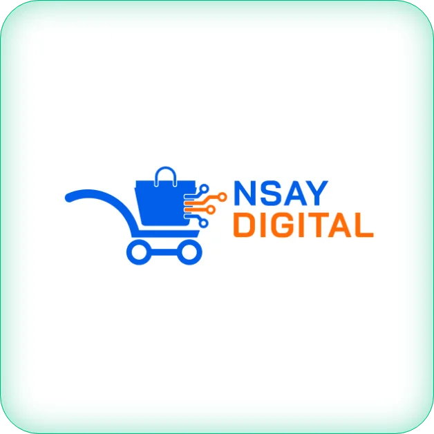 Nsay Digital logo showing a blue shopping cart and tech bag next to blue and orange text.