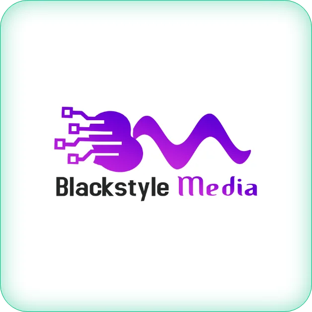 Blackstyle Media brand logo with a purple digital circuit icon above bold black and purple text.